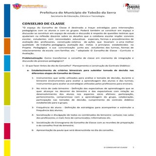 Síntese conselho de classe