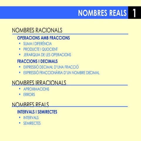 Sintesi Unitat:Els nombres Reals