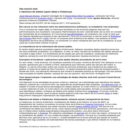 Síntesi 24a sessió web: 'Open Data a Catalunya'