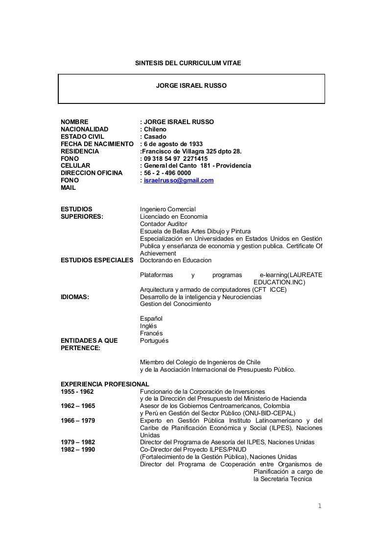 formato curriculum chile