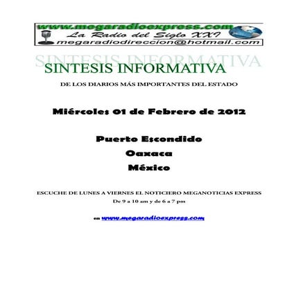 Sintesis informativa 01 02 2012