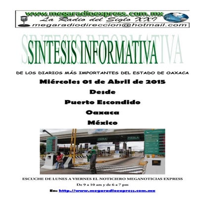 Sintesis informativa 01 04 2015