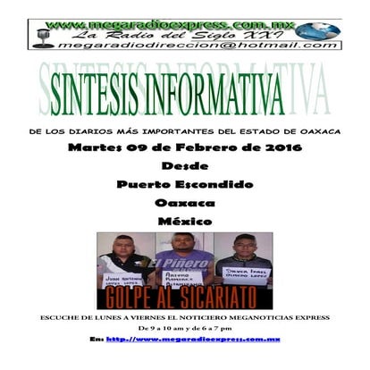 Sintesis informativa 01 09 2016