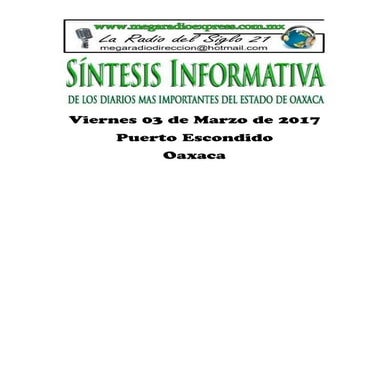 Sintesis informativa 03 de marzo 2017