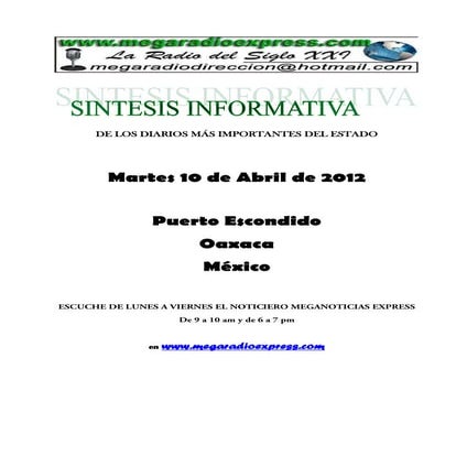 Sintesis informativa 10 04 2012