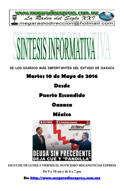 Sintesis informativa 10 de mayo 2016