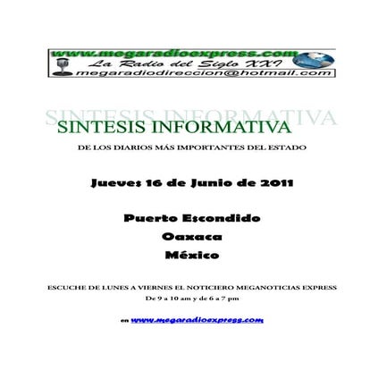 Sintesis informativa 160611