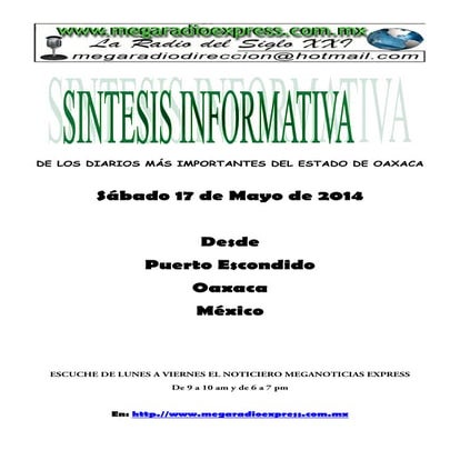 Sintesis informativa 17 de mayo 2014