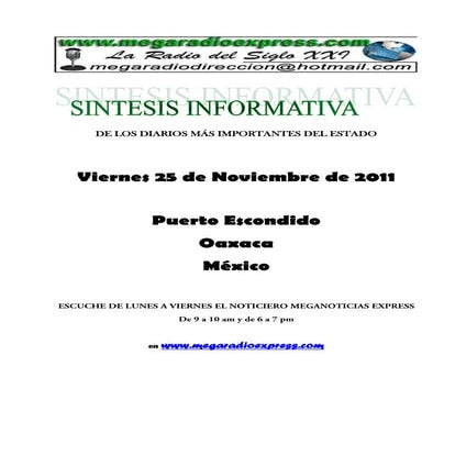 Sintesis informativa 25 11 2011