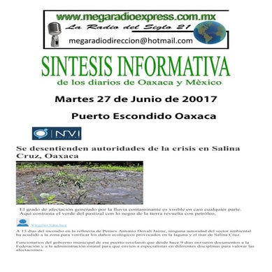 Sintesis informativa 27 de junio 2017