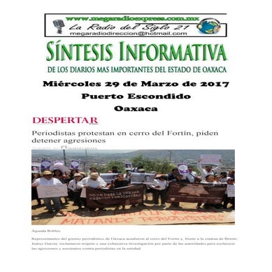 Sintesis informativa 29 de marzo 2017