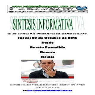 Sintesis informativa 29 octubre 2015