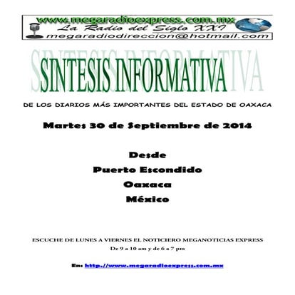 Sintesis informativa 30 septiembre 2014