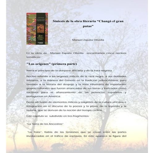 Síntesis de la obra literaria Changó el gran putas.