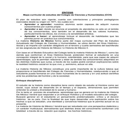 Mapa curricular del plan de estudios del cch | PDF