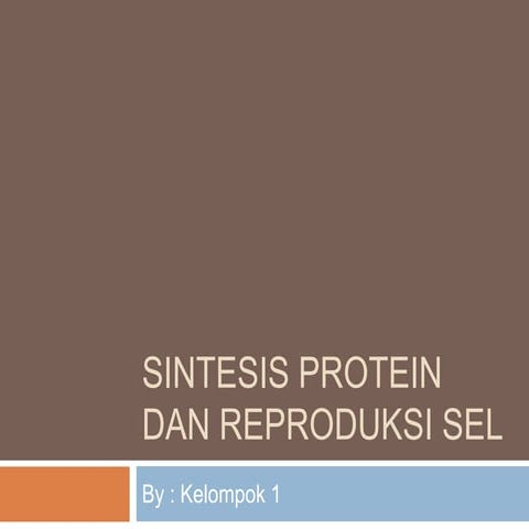 Sintesis protein dan reproduksi sel
