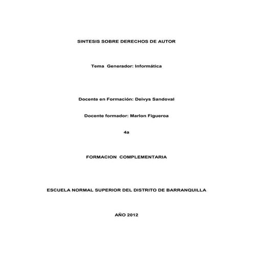 Sintesis sobre derechos de autor
