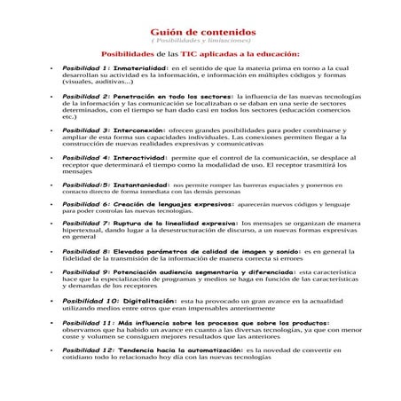 Posibilidades y limitaciones de las Tic