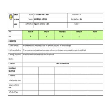 Media Information and Literacy DLL Week 1-9 from Q1-Q2