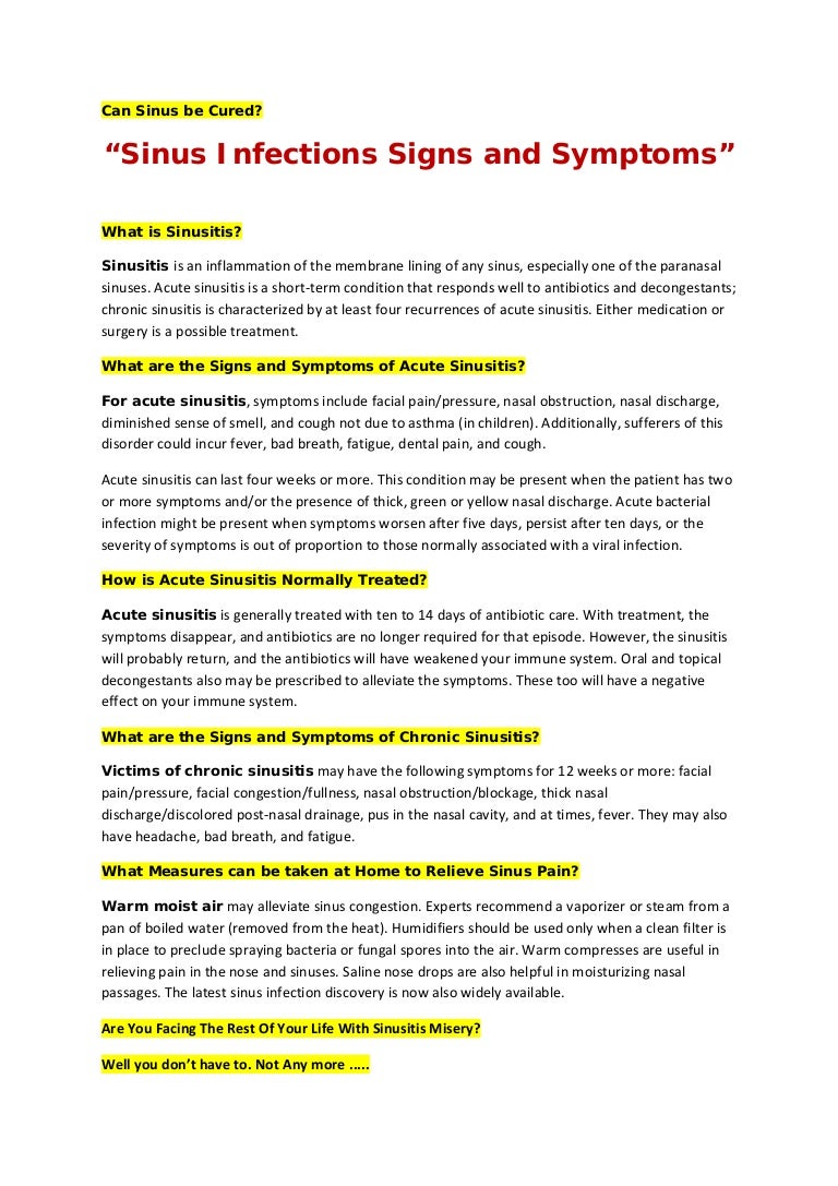 Sinus Infections Signs And Symptoms