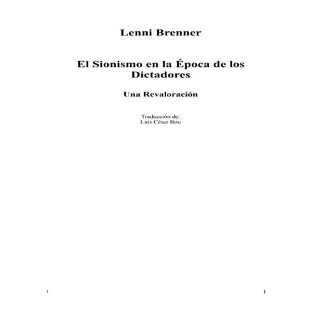 Sionismo en la epoca de los Dictadores.- LENNI BRENNER-