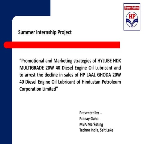 Summer Internship Project in association with Hindustan Petroleum Corporation...