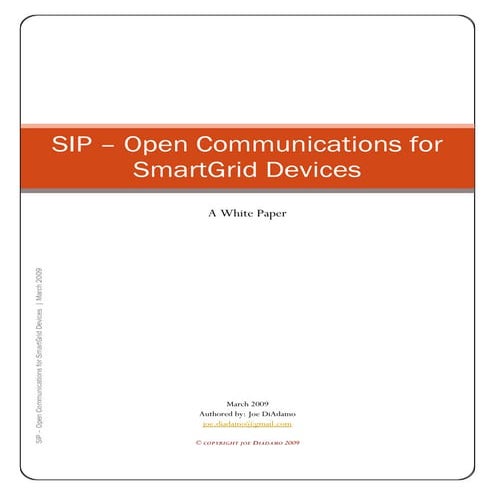 SIP - Open Communications For Smart Grid Devices