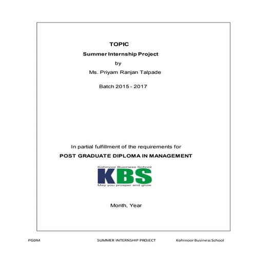 Summer Internship project - Priyam Talpade_PGDM_KBS (2015-17)