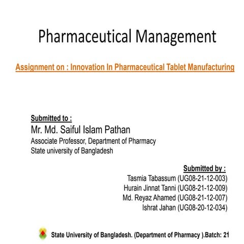 Innovation In Pharmaceutical Tablet Manufacturing