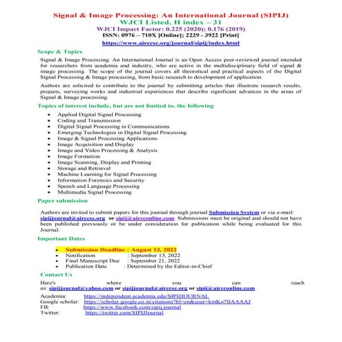 Signal & Image Processing: An International Journal (SIPIJ)