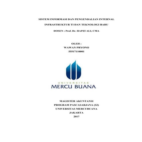 Si & pi, wawan pryono, hapzi ali, infrastruktur ti dan teknologi baru, mercu buana, 2017
