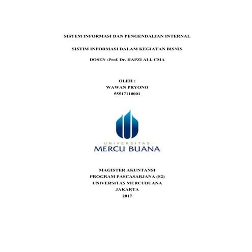 Si & pi, wawan pryono, hapzi ali, si dalam kegiatan bisnis, universitas mercu buana, 2017