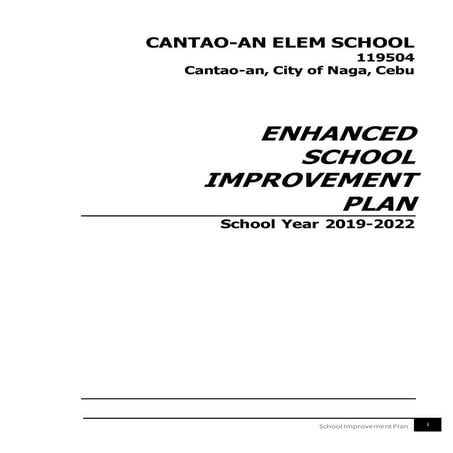 SCHOOL IMPROVEMENT PLAN OF CANTAO-AN ELEMENTARY SCHOOL