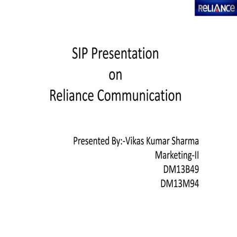 Reliance Communication Sip presentation