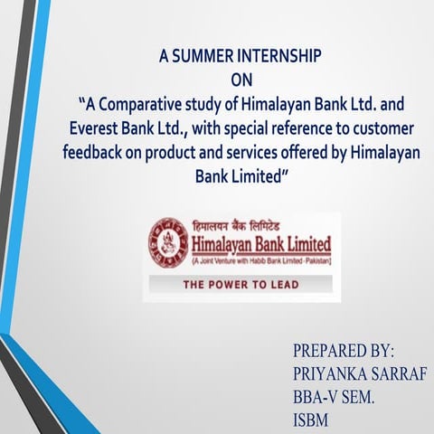 Presentation on summer internship project of bank 