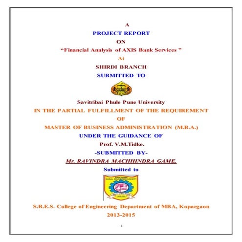 Financial Analysis of Axis Bank Services (MBA Finance)