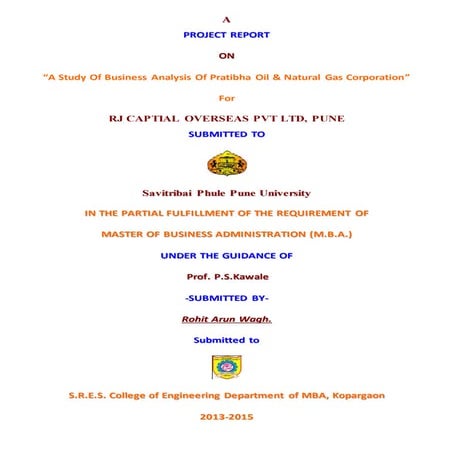 A Study of business analysis oil & Natural Gas Corporation RJ Capital Oversea...