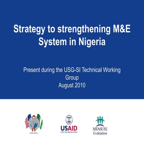 Strategy to strengthening M&E Systems in Nigeria