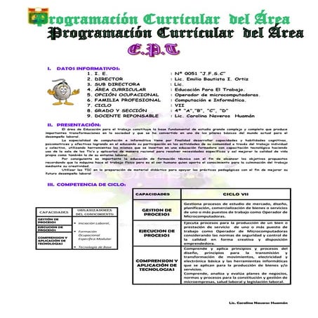 PROGRAMACIÓN Y UNIDAD 4º COMPUTACIÓN . 2013