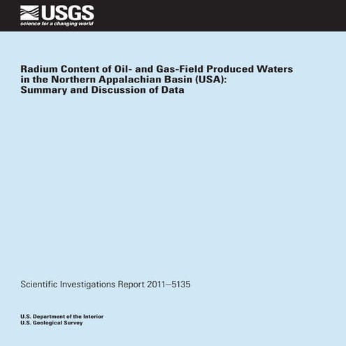 USGS Study of Marcellus Shale Wastewater Radioactivity Levels