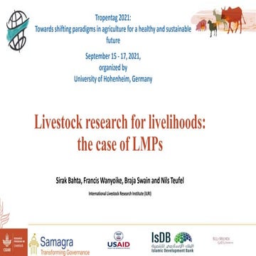 Livestock research for livelihoods: The case of LMPs
