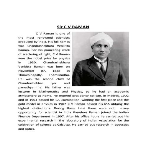 Indian Mathematicians C V Raman