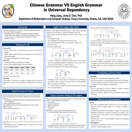Chinese Grammar vs English Grammar in Universal Dependency