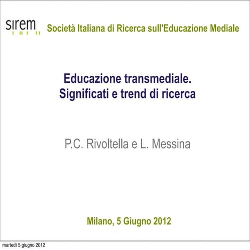 Educazione transmediale. Significati e trend di ricerca