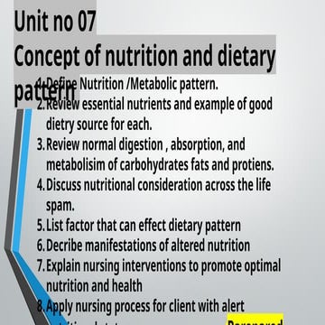 Comprehensive Overview of Nutrition and Dietary Patterns Across ...