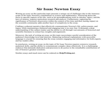 Sir Isaac Newton Essay.pdfSir Isaac Newton Essay. Sir Isaac Newton Biography ...