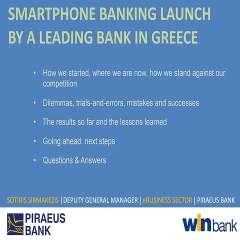 Smartphone Banking Launch by a Leading Bank in Greece