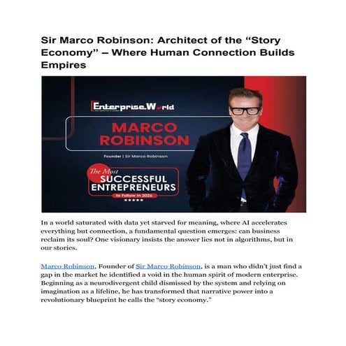 Sir Marco Robinson_ Architect of the “Story Economy” – Where Human ...