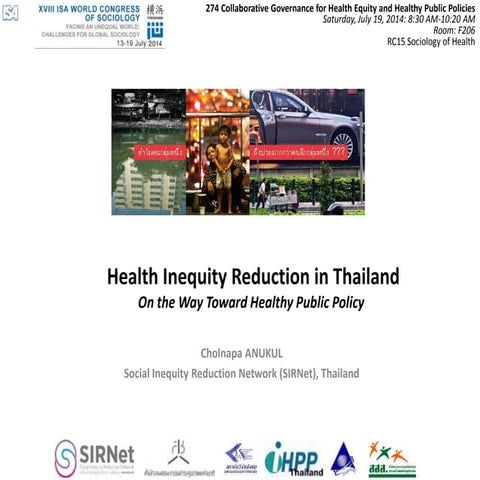 Health Inequity Reduction in Thailand: On the Way Toward Healthy Public Policy
