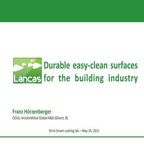 Sirris Smart Coating workshop - Easy-to-clean and Self cleaning Coatings - 19...